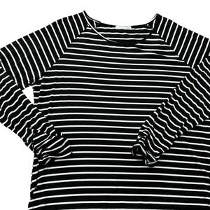 Sherosa Striped Tunic Top Ruched Black & White Jersey 3/4 Sleeves Women's 2XL